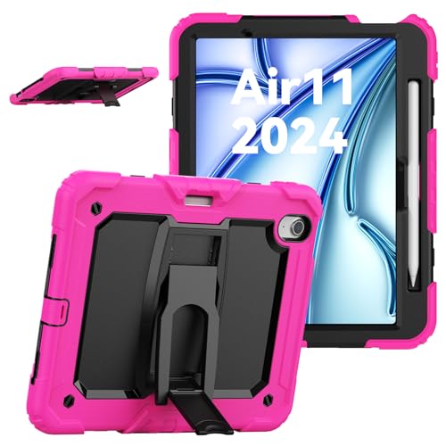 Coque antichoc iPad Air 11" M2 rose 3 en 1 avec porte-crayon