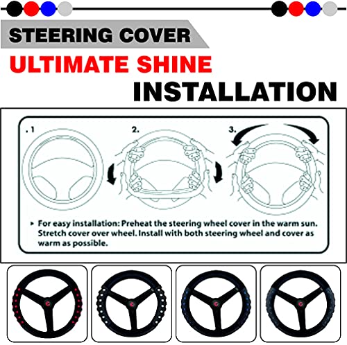 Image of Auto Pearl Ring Type Car Steering Wheel Cover, Ultimate Shine Full Black for Tavera Type 2