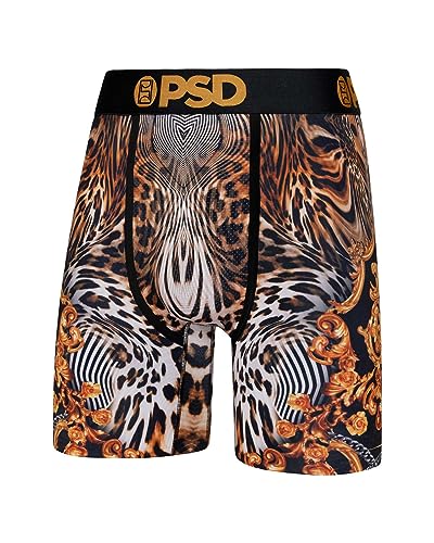 PSD Men's Boxer Briefs - Golden Kingdom, 7 Inch Inseam, Moisture-Wicking, 4-Way Stretch, Boxer Briefs for Men, Large