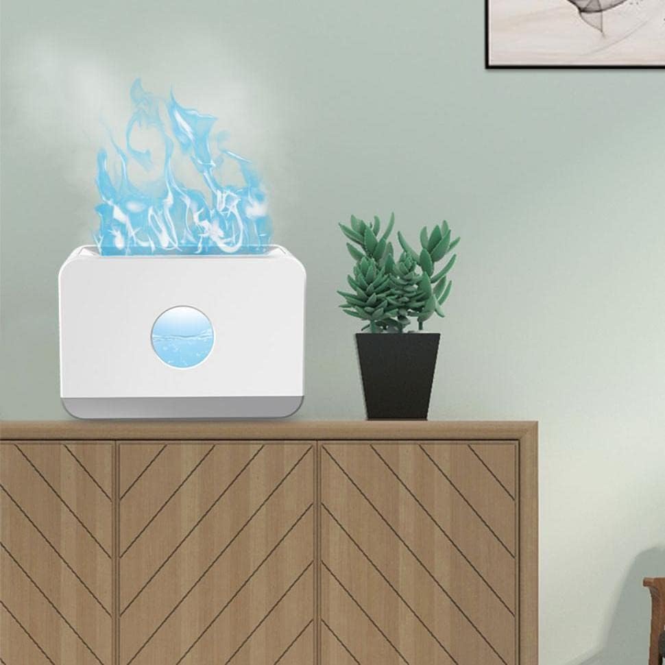 Essential Oil Diffuser with Flame Light, Remote Control Quiet Diffusers ,Flame Humidifiers with 3 Mist Mode 3 Timer Waterless Auto Shut-Off for Home Office or Yoga (White (Blue Flame))