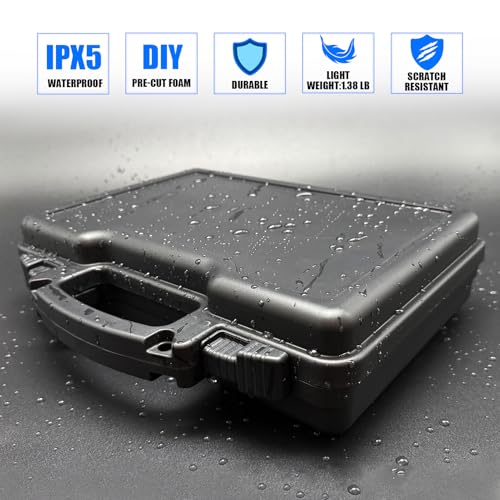 Lafenlin Hand Gun Case For Pistols With 2 Tsa Padlocks, Water-Resistant Hard Plastic Case Handgun Cases Lockable With Pick N Pluck Foam 12.8 X 10 X 3.2 Inches thumb #5