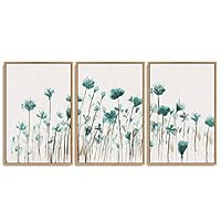 SIGNWIN 3 Piece Framed Canvas Wall Art Flower Canvas Prints Home Artwork Decoration for Living Room,Bedroom - 16