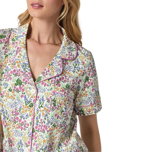 Image of Bed Head PJs Womens Matching Pajamas - Soft Organic Cotton Button Down PJ Shirt & Cropped Pants Set - Loungewear & Sleepwear