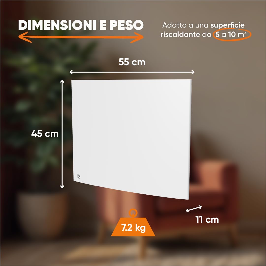 BESTHERM - Radiatore elettrico fisso a inerzia a secco ghisa 1000W Bestherm BIA orizzontale bianco