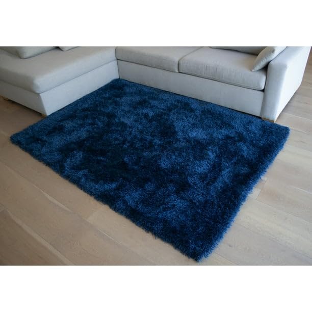 Image of Tauhid Carpet Handmade Super Soft Shag Carpet Rug Microfiber Area Carpet Rug for Living Room, Bedroom, Home Decor 3 x 5 Color Blue.