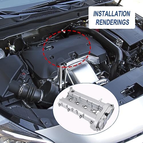Image of Engine Valve Cover with Gasket Aluminum Replace# 12610279 | Compatible with Buick LaCrosse Regal Verano Compatible with Chevy Equinox Impala Malibu Compatible with GMC Terrain 2.4L L4
