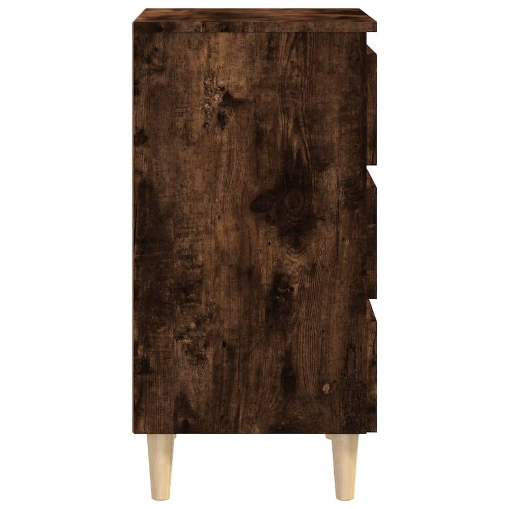 Stolik nocny z litego drewna dębowego dymu 40 x 35 x 69 cm, stolik nocny, stolik nocny, stylowy i funkcjonalny design, aby stylowo udekorować sypialnię