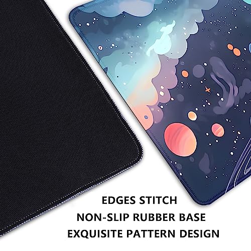 Image of Cosmos Desk Mat Mouse Pad,Anime-Inspired Space Scene Mousepad, Cute Aesthetic Stars and Planets,Large Galaxy Mouse Pad,Cute Desk Mat for Home Work Ofiice(27.5X11.8 in)