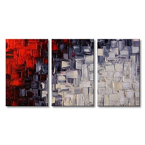 Seekland Art Handmade Rot und Weiß Abstrakten Leinwand Art Modern Acryl Gemälde für Wohnzimmer ungerahmt Art Deco Framed 72" W x 36" H Cover