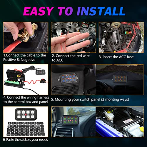 Rgb 8 Gang Switch Panel, Niking Auto Circuit Control Relay System Box Multifunction Toggle Momentary Pulsed Dimmable Touch Switch Pods For Truck Jeep Wrangler Boat Off Road Atv Utv Rzr #TOP5