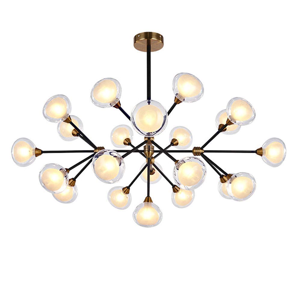 SXECAEPS Modern creative chandelier 21 Lights Modern Sputnik Mid Century Lighting Fixture Glass Sphere Shade Ceiling Light for Kitchen Dining Room Living Room/Bronze/21