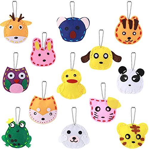 13 Pieces Kids Sewing Kit My First Sewing Kit Learn to Sew Animals Sewing Kit Educational Sewing DIY Felt Craft Kit for Beginners for Girls and Boys
