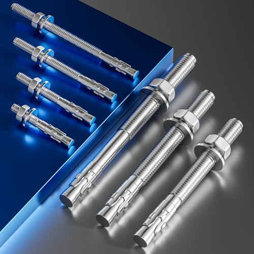 10pcs 14x1-34 inch standard fasteners for heavy-duty 304 stainless steel wedge anchors for cement and concrete
