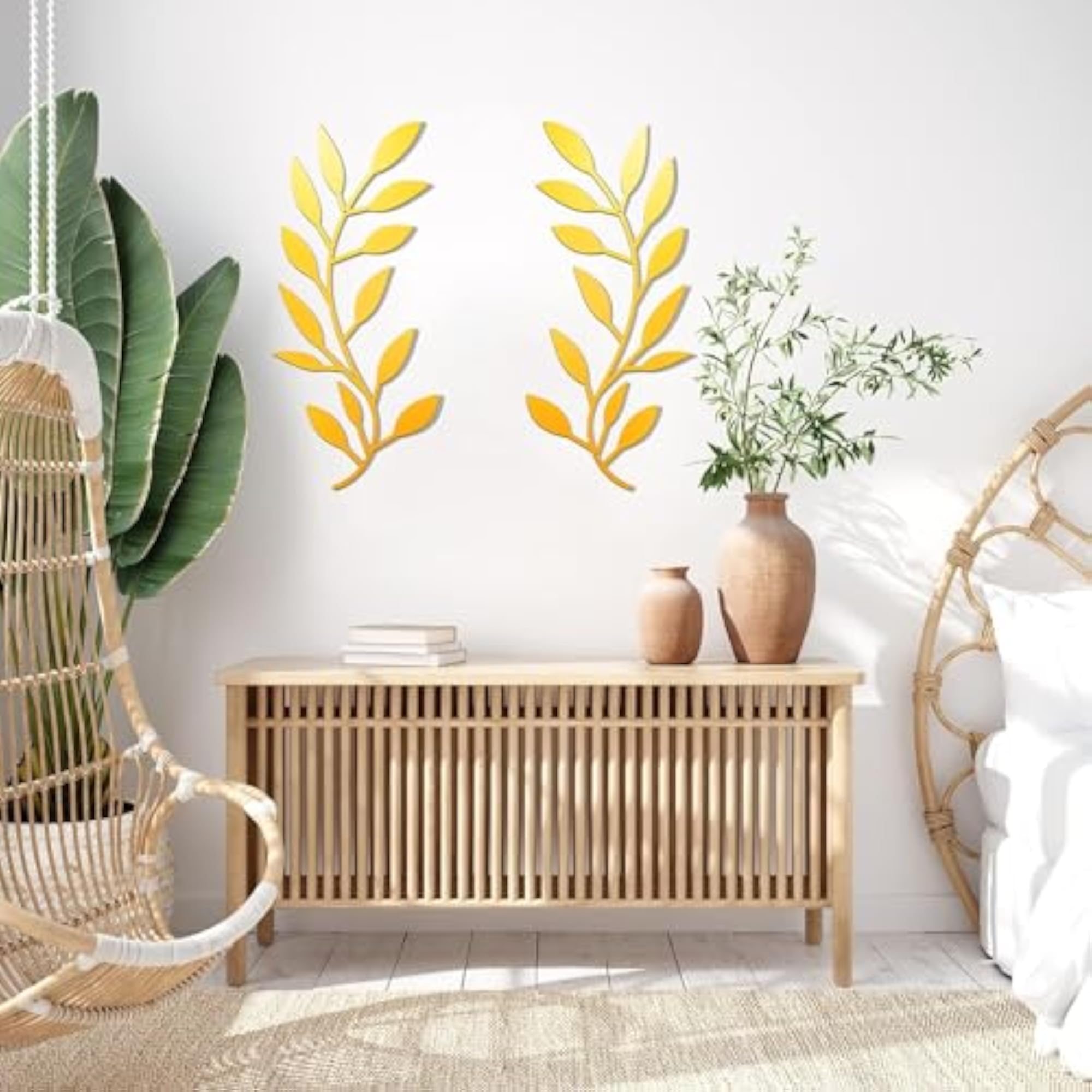 2 Pieces Metal Tree Leaf Wall Decor