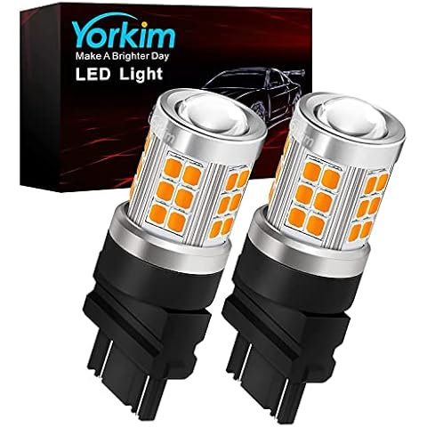 Yorkim 3157 LED Bulb Amber led turn signal bulb, 3157a led bulb 3156 led amber lights 3056 3057 4157 bulb led 3157 Replacement for Turn Signal Side Marker Lights, Amber Yellow, pack of 2 Cover