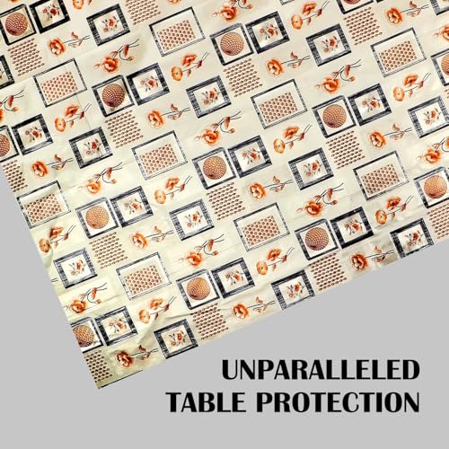 Image of Dakshya Industries PVC Waterproof Withoutlace Dining Table Cover (Size - 54X78 Inch) Rectangle 6 Seater Heat Rasistant, Gold Box