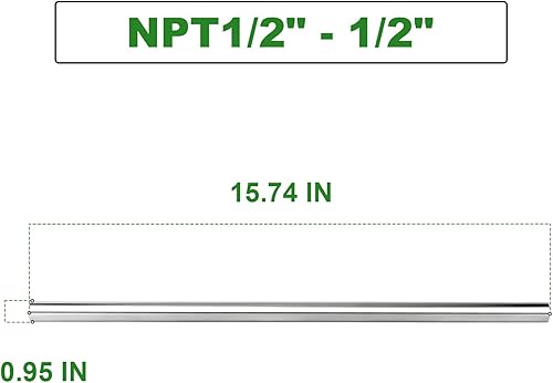 Miniatura 594 de TAISHER 2 accesorios de tubería de acero inoxidable, 1/2 "NPT x 1/2" NPT macho roscado, tubo fundido de pezón de 6 pulgadas de longitud 1.969 in