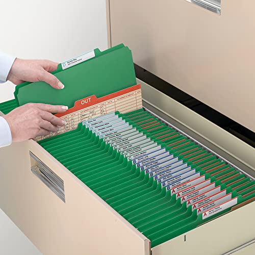 Smead PressGuard Classification File Folder with SafeSHIELD Fasteners, 2 Dividers, 2 Expansion, Letter Size, Green, 10 per Box (14201)