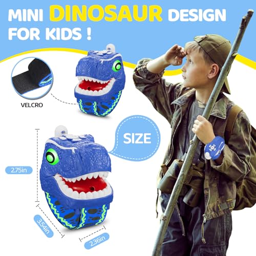 Image of Dinosaur Walkie Talkies for Kids, 2 Pack T-Rex Dino Wrist Walkie Talkies for Boys Girls Ages 3-12, 3 Channel Long Range Kids Toys for Camping Outdoor Adventures, Christmas Birthday Gifts
