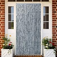 Vliegengordijn 90x220 cm chenille groen en wit