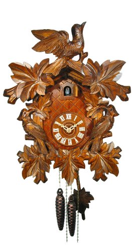 August Schwer Kuckucksuhr 7-Laub, 3-Vögel