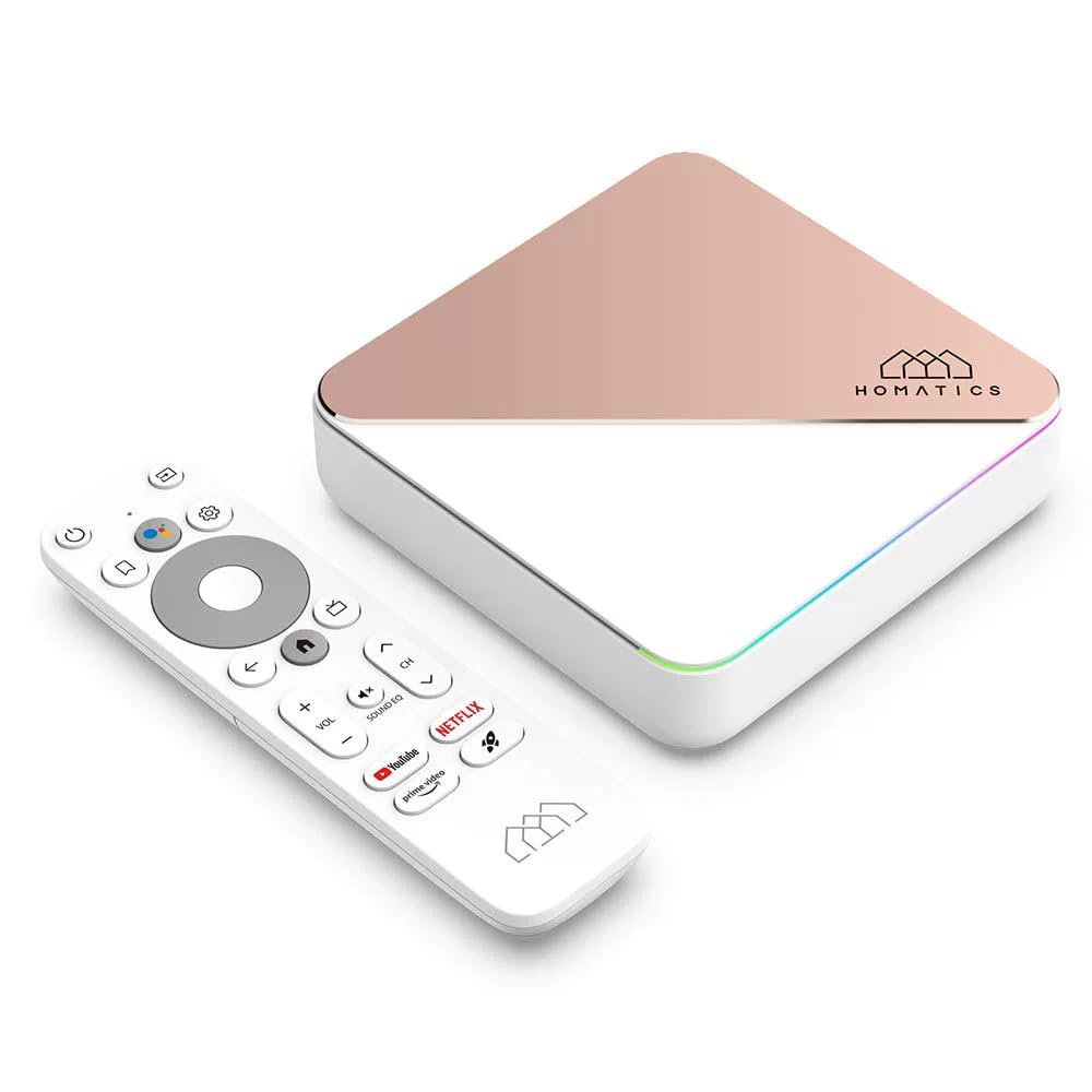 HOMATICS R Box R 4K Plus Android TV 11 Certificato | 4GB LPDDR4 RAM + 32GB eMMC ROM | Amlogic S905X4 Quad-Core | 4K HDR | Wi-Fi 6 | Ethernet Gigabit | G.Ogle TV | Controllo vocale