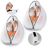 Dmjia 2pcs Black Polyester Shoe Laundry Bag, Mesh Protection, Zipper Closure, Ideal for Shoes, Bras, Delicate Garments, Travel Organization