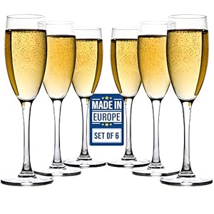 CRYSTALIA Luxus Sektgläser 6er Set,190ml, %100 BLEIFREI Spülmaschinenfest Champagnergläser, Sektflöten Glas, Wein Champagne Gläser Champagner Set, Prosecco Gläser, Champagnerglas, Champagne Glasses