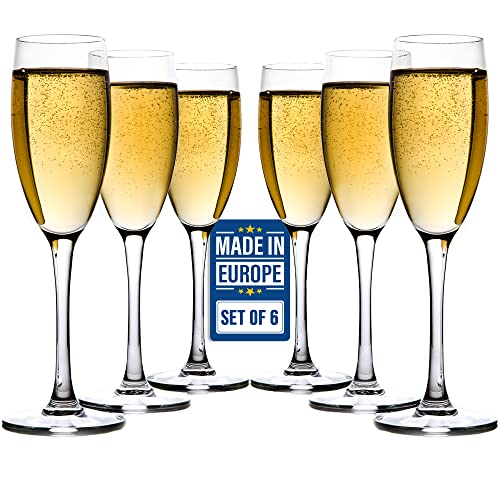 CRYSTALIA Premium Cristal Flute Champagne Lot de 6 100% SANS PLOMB Verres à Champagne Coupe, Flutes a Champagnes Verre, Coupe de Champagne Flûtes en Verre pour Mariage Flûtes à Champagne Flute Glasses
