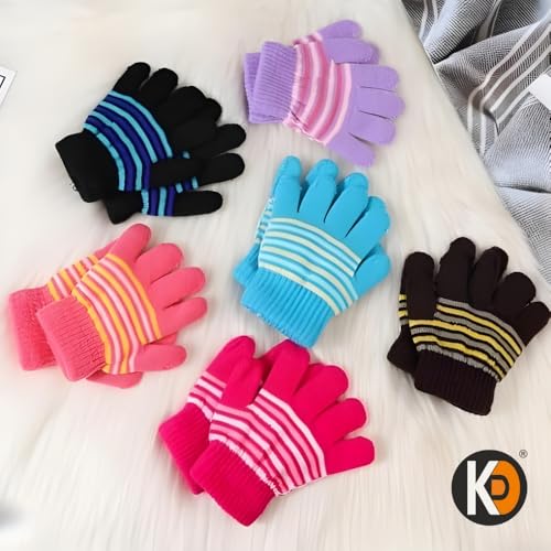 Image of K D Baby Gloves Winter Warm Knitted Mittens for Kids | Lovely Soft Mutthi Gloves (Pack of 6 Pairs,03 Month to 12 Months) (Pack of 03 pcs Pair)