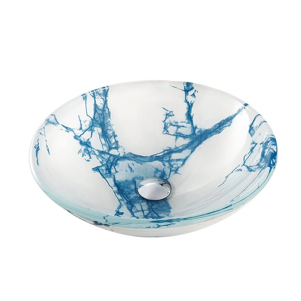 Teesong Sink Only Bathroom Sink Countertop Bathroom Vessel Vanity Sink Tempered Glass Washing Art Basin Bowl Counter Basin