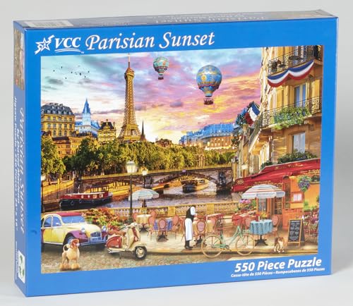 Vermont Christmas Company Parisian Sunset Jigsaw Puzzle 550 Piece - Large Pieces - Fully Interlocking & Randomly Shaped - 24" x 18" - Image 3