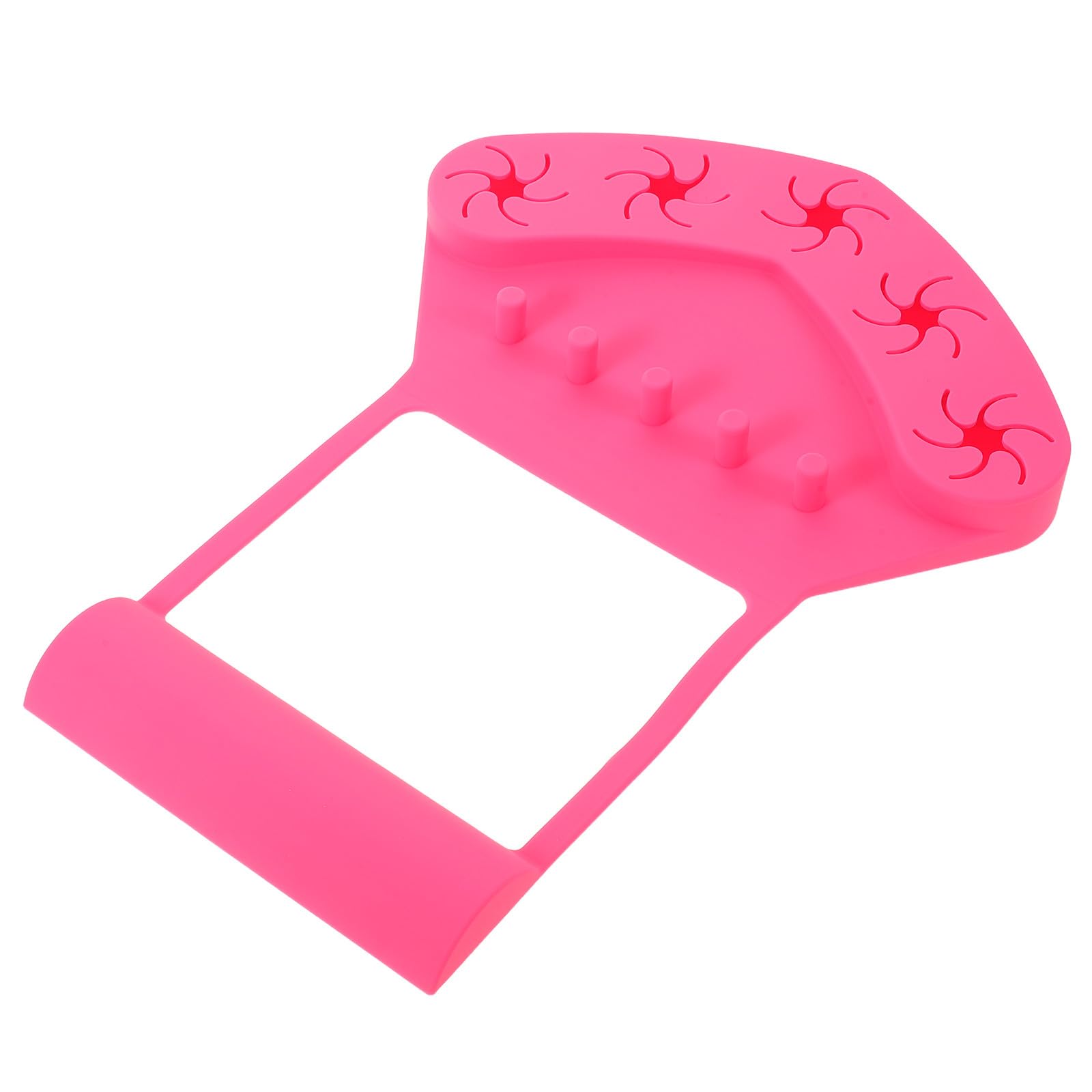 Soporte y tapete de silicona para esmalte de uñas, soporte antiderrame para botellas con 5 ranuras, reposamanos para manicura con separadores de dedos para pintar uñas, color rosa.