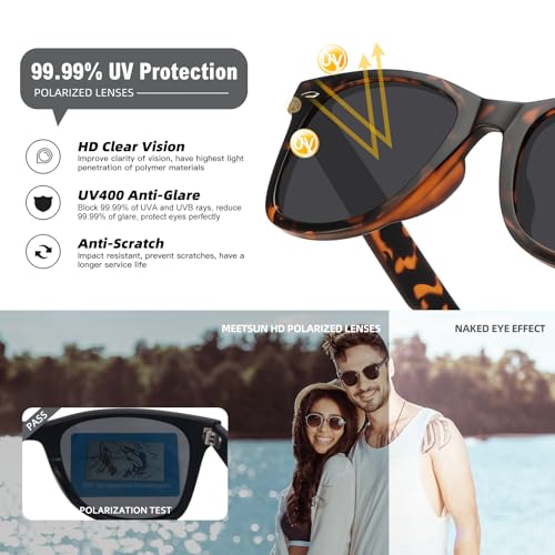Image of MEETSUN Polarized Sunglasses for Women Men Classic Retro Square Frame Driving Sun Glasses UV Protection