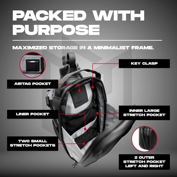 NHSK Enterprise Magnetic Gym Bag for Men & Women – Strong Magnets Waterproof Crossbody Sling with AirTag Pocket & Pouch – Magnetic Water Bottle Holder, Travel/Sports/Work Bag 3