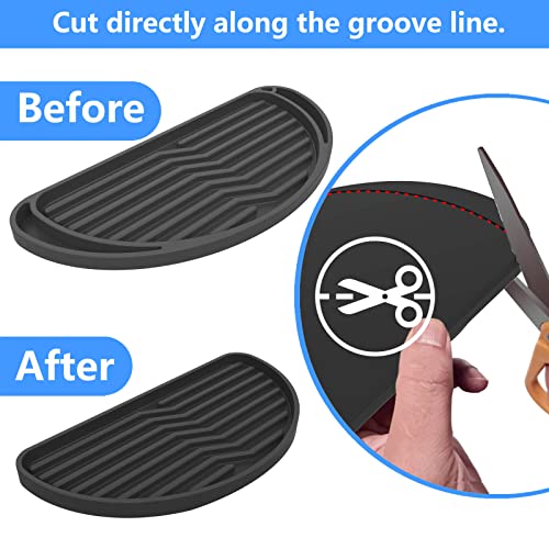Refrigerator Drip Catcher Tray .Jiubar Non-Slip Cuttable Fridge Water Dispenser Drip Tray,Silicone Refrigerator Water Drip Catcher For Ge, Samung Fridge Drip Tray (Semicircular-Black) #TOP1