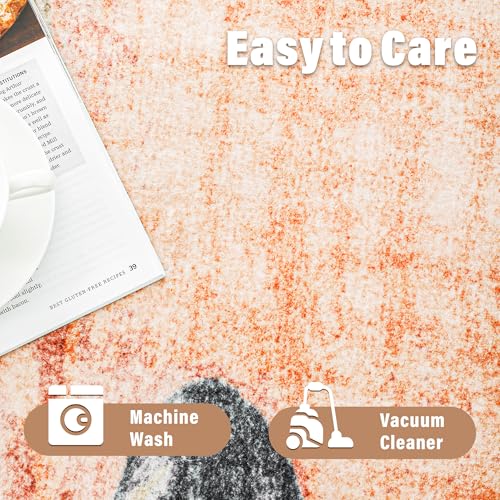 Image of Carvapet 4ft Washable Round Rug Modern Abstract Circle Rug