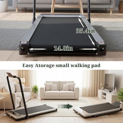 Image of Walking Pad Treadmill, 3 in 1 Portable Under Desk Treadmills for Home Small Space, Quiet Compact Folding Treadmill with Remote Control, 320 LBS Capacity