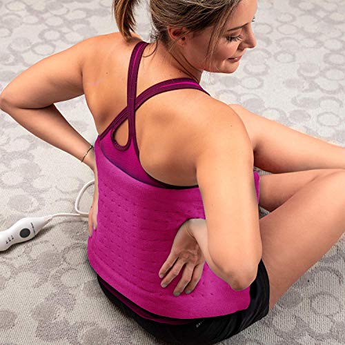 Cure Choice Large Electric Heating Pad for Back Pain Relief + Storage Pouch, Ultra Soft 12"x24" Heating pad for Muscle Cramps - Heated Pad with Adjustable Temperature Settings (Magenta) - Thumbnail 5