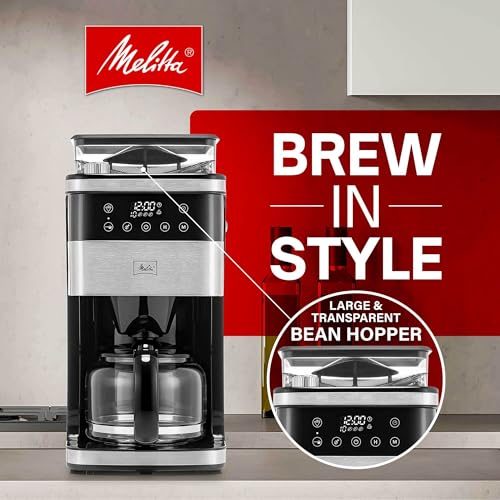 Image of Melitta Aroma Fresh Plus 10-Cup Automatic Drip, Programmable Coffee Maker with built in Burr Coffee Grinder