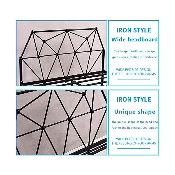 VBARV Simple Solid Double Bed Frame, Stylish Style Metal Bed Frame, with Headboard and Footboard, Premium Steel Slat Support, with Large Storage Space, Easy Assembly, Multiple Size - Image 3