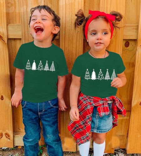 Image of Christmas Tree Shirt for Toddler Boys Girls Merry Christmas T-Shirts Short Sleeve Holiday Tee Xmas Gift Tops