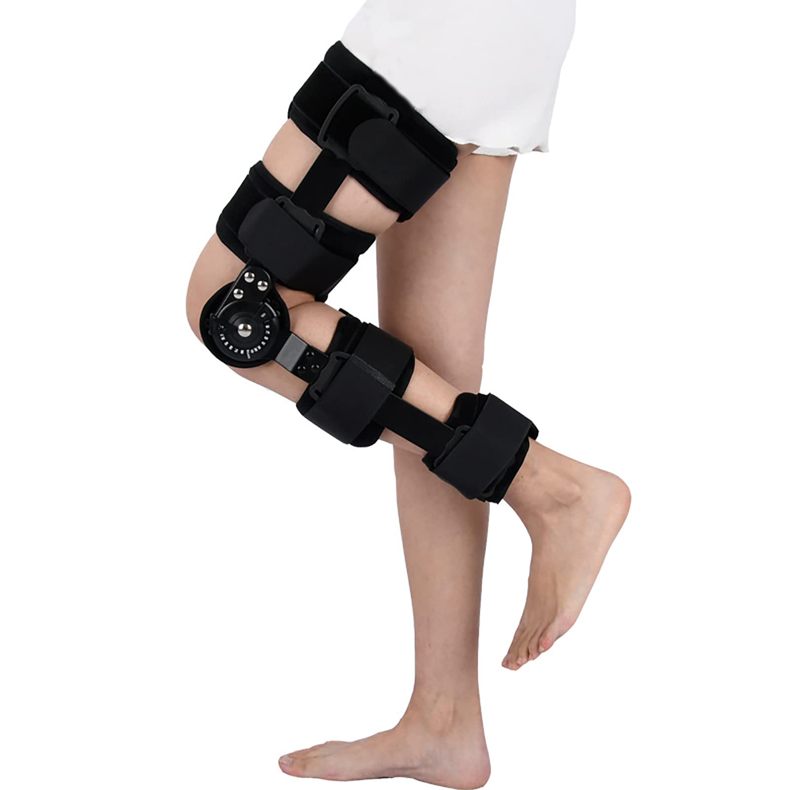 Rodillera con bisagras con portabrocas y soporte para rodilla, ajustable para lesiones deportivas y protección contra la articulación de la rodilla, soporte fijo para hombres y mujeres