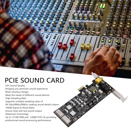 LICAEVEY Tarjeta de Sonido PCI Express, Tarjeta de Audio Interna HiFi con Salida óptica/coaxial, Soporte de Relación Señal-Ruido de 100 DB para Audio de PC Mejorado - imagen 2