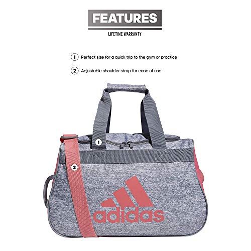 adidas Diablo Small Duffel Bag, Jersey Grey/Hazy Rose/Grey, One Size