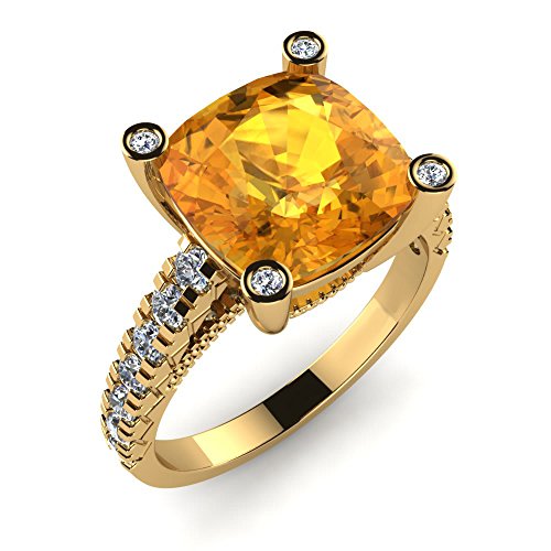 3djewels 14K Rose Gold Plated Women's YÃ¼zÃ¼k Daphne Engagement Ring 4.0Ct Citrine Diamond