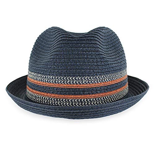 Image of Belfry Men /Women Summer Straw Pork Pie Trilby Fedora Hat in Blue, Tan, Black
