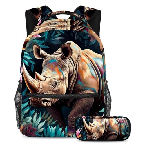 Sac à dos rhinocéros pour soulager le dos des écoliers avec trousse incluse