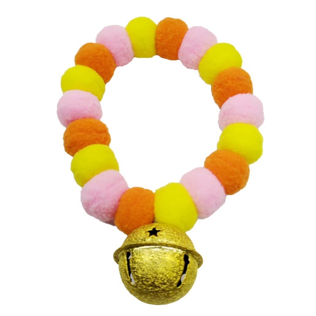 Leconpet Pom Pom Dog Collar, Elastic Cat Necklace, Decorative Plush Ball, Pet Collar with Bell for Photos Walking