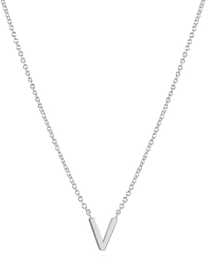 Silver Initial Necklace for Women, Dainty Silver Necklace Personalized Silver Initial Letter Necklace Cute Silver Choker Necklaces for Women Trendy
